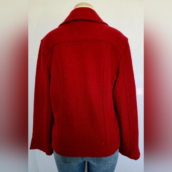 TRIA Women's 100%Wool Jacket Zip Front Boiled Wool Maroon XL - Picture 14 of 16